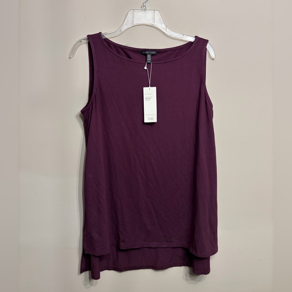 NWT Eileen Fisher Lightweight Viscose Jersey Bateau Neck Long Shell Size M